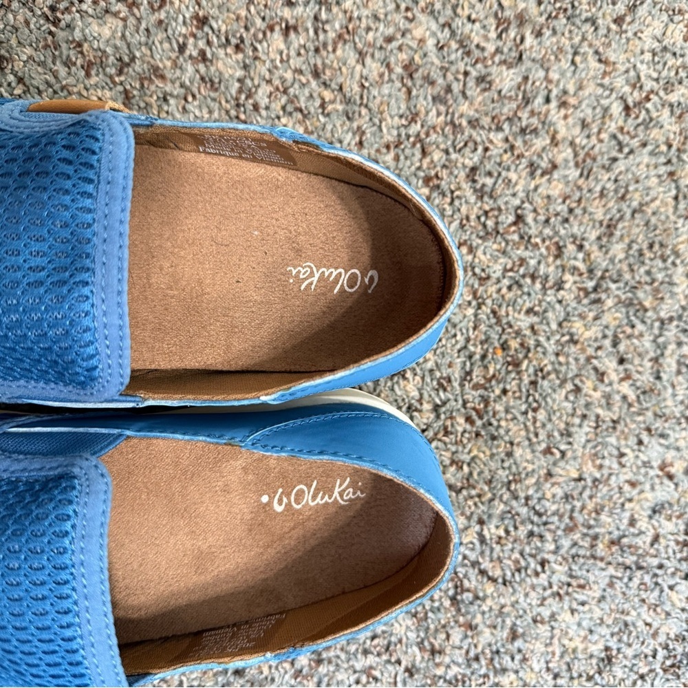 Olukai Ladies 9 Pehuea Blue Mesh Slip-on Flats - Picture 10 of 12